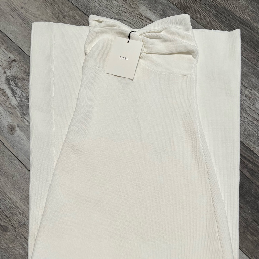 DISHH ANIKA OFF WHITE KNIT MIDI DRESS